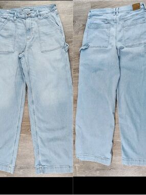 American Eagle Stretch 12R Super High Rise Baggy Wide Leg Jeans Carpenter Loop